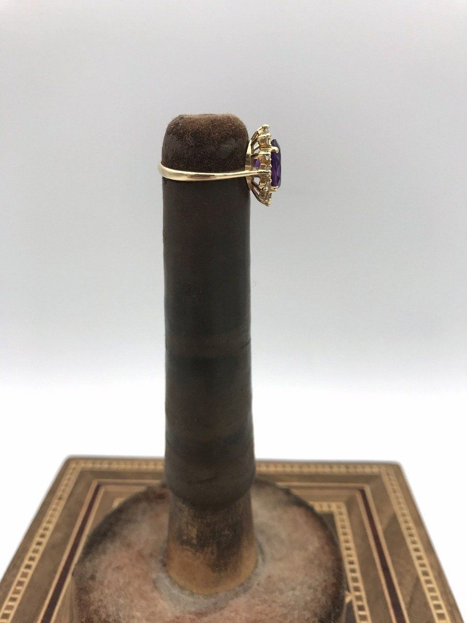 14k Gold Amethyst Diamond Crowned Ring 2