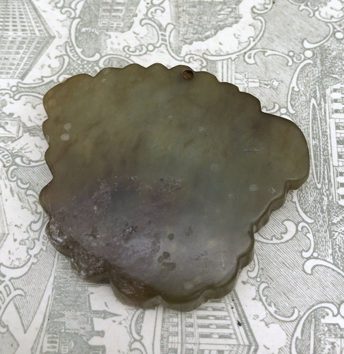 Genuine Chinese Earthy Green Jade Carved Moth Pendant 3