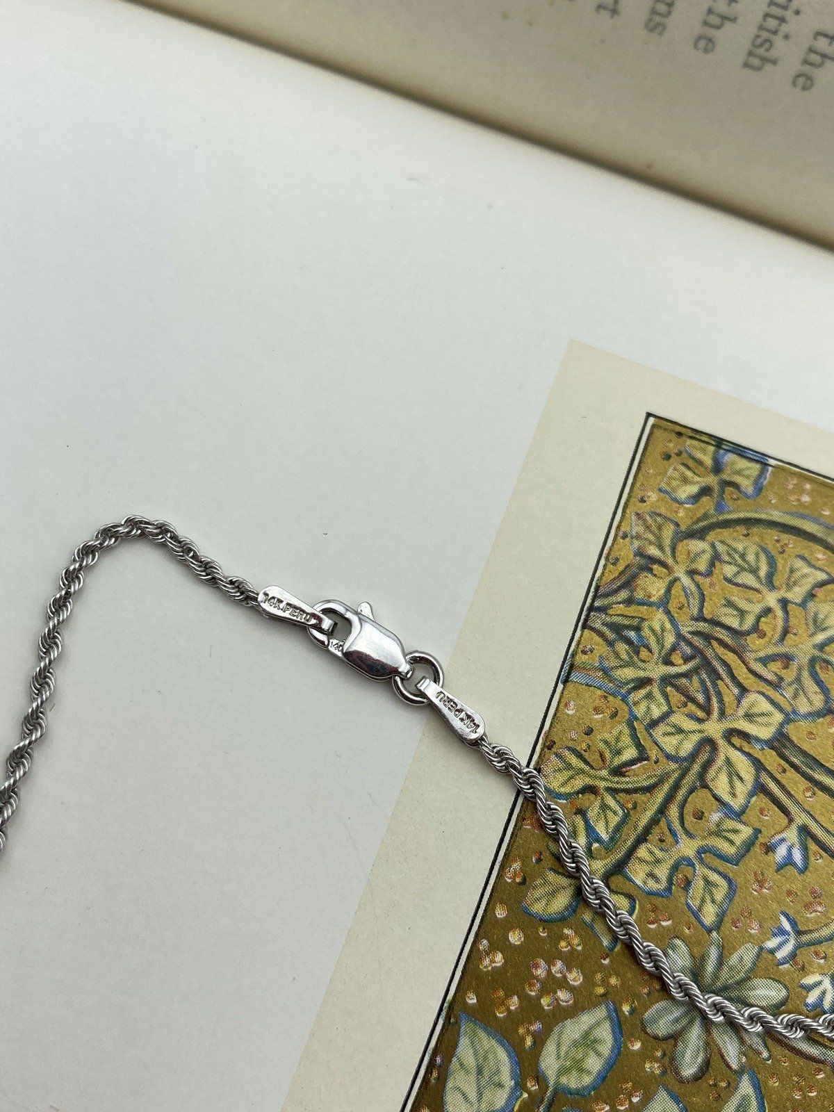 14k White Gold Almond Bezel Diamond Drop Necklace 18L 3