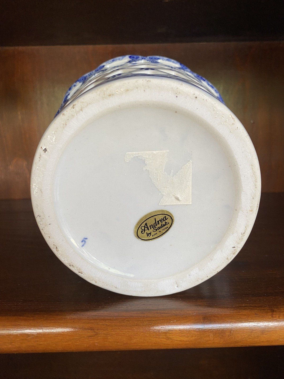 Vtg Reticulated Flow Blue Flower Pot Basket Planter by Andrea Sadek 6