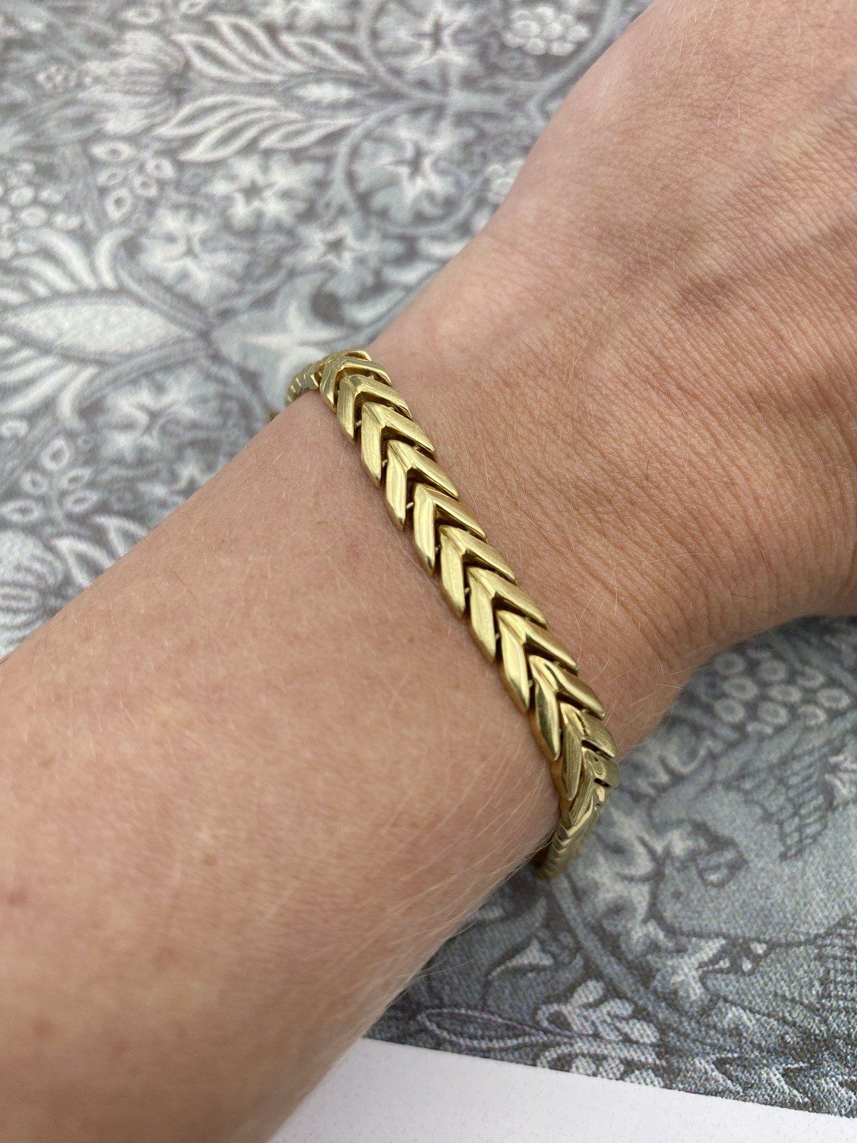 Solid 14k Gold Ladies Feather Link 7L Bracelet 6