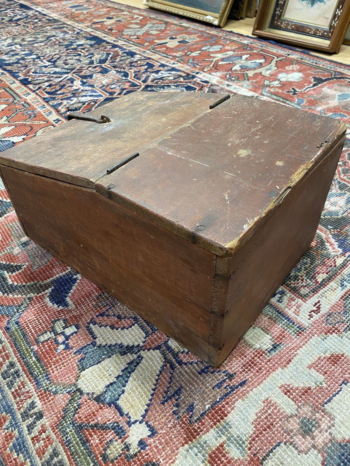 Antique Primitive Coal Lift Top Storage Box 4