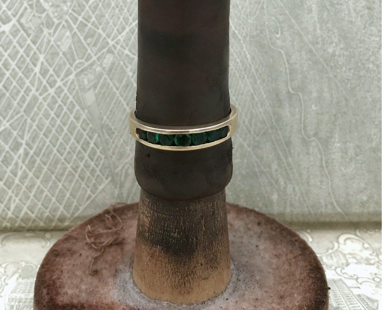 14k Channel Set Emerald Ring 2