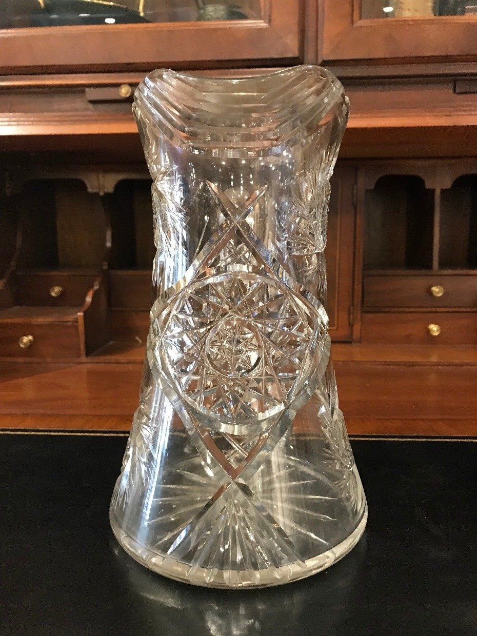 Cut Glass Pitcher w Hobstar Fractal 4
