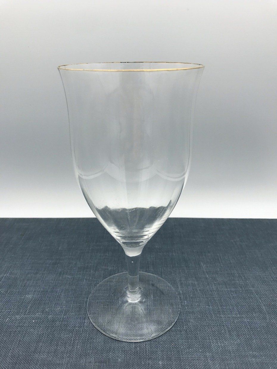 Single Clear Spiral Crystal Gold Rim Glass