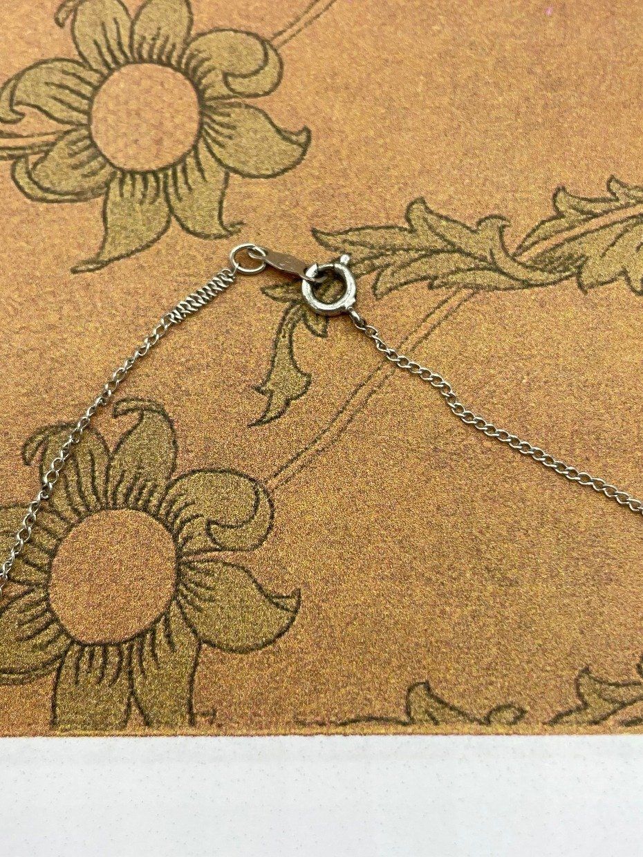 Antique 14k White Gold .25ct Buttercup Set Diamond Solitaire Drop Necklace 4