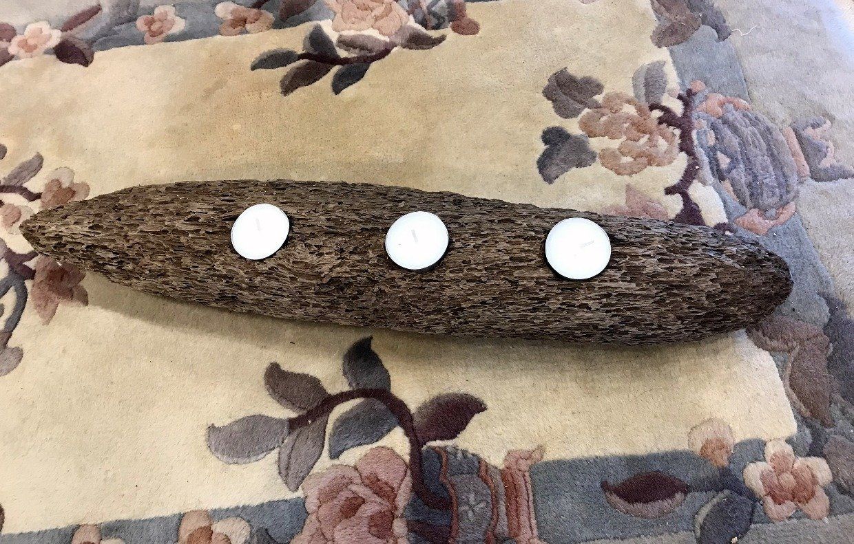 Porous Textured 3 Tea Driftwood Candle Holder