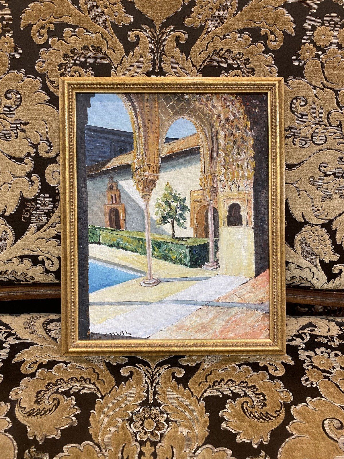 Signed Original Painting of Patio Side Villa 15x12.5 #447