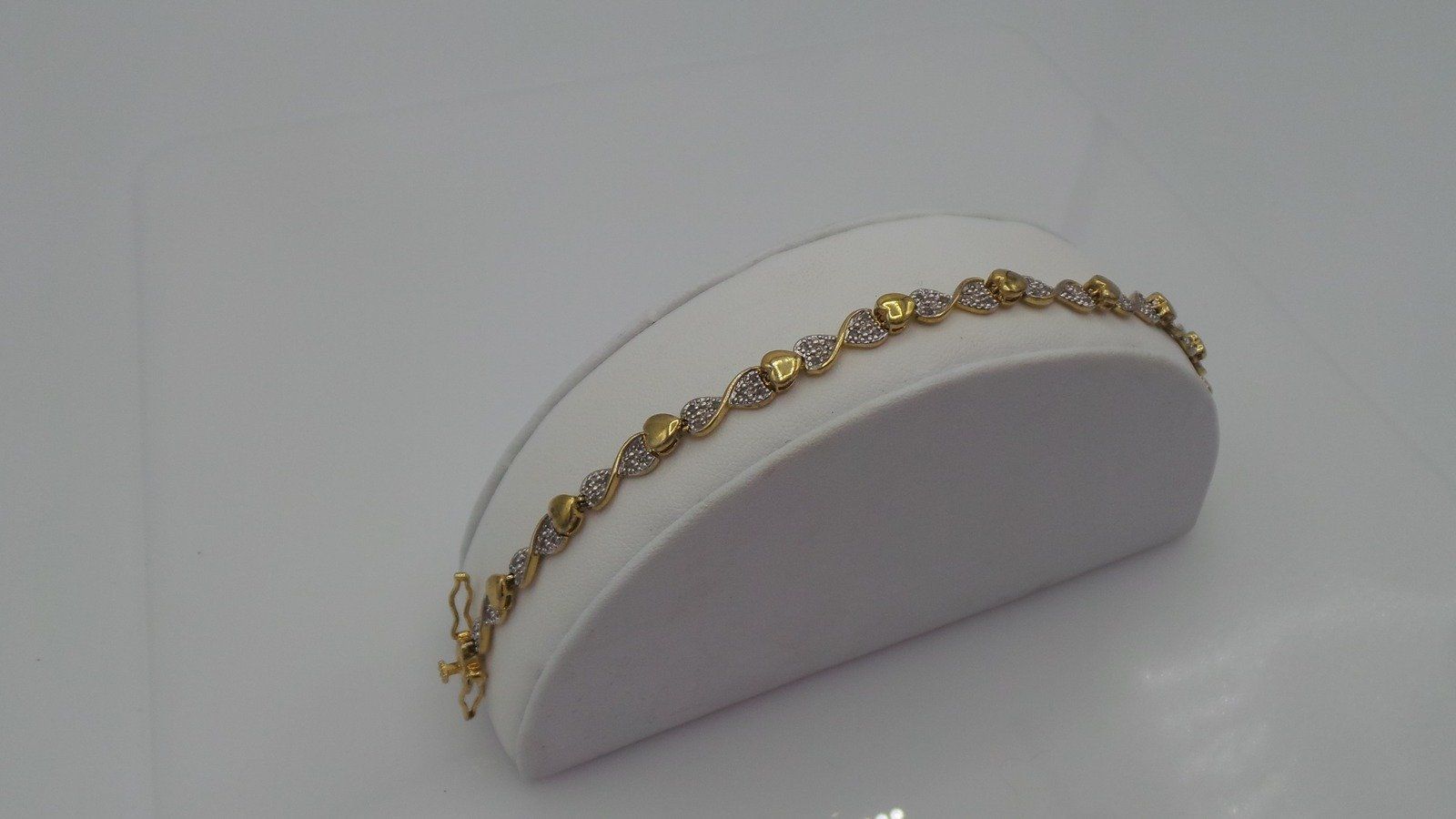 7 Gold Tone Heart Link Sterling Silver Bracelet 2