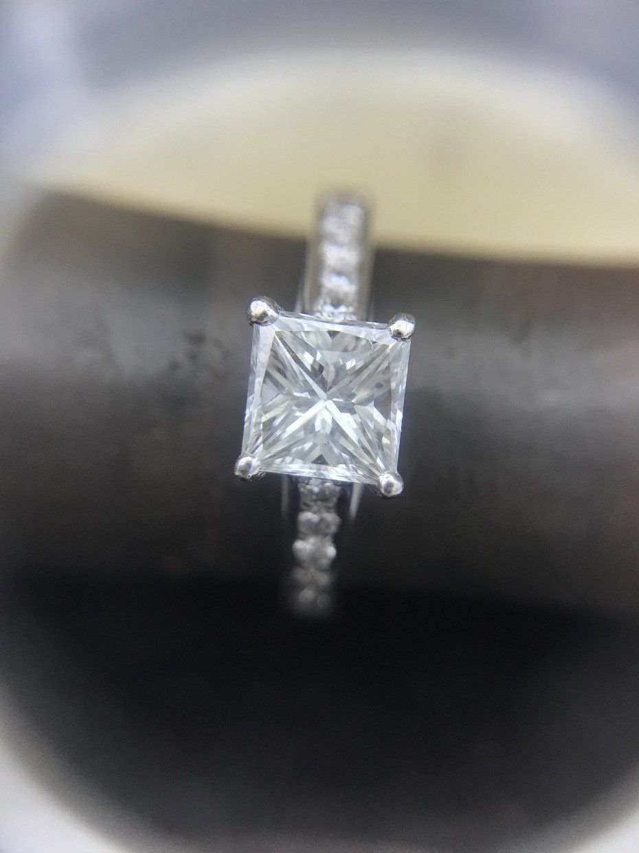 14k White Gold 1.83tcw Princess Cut Engagement Ring 4