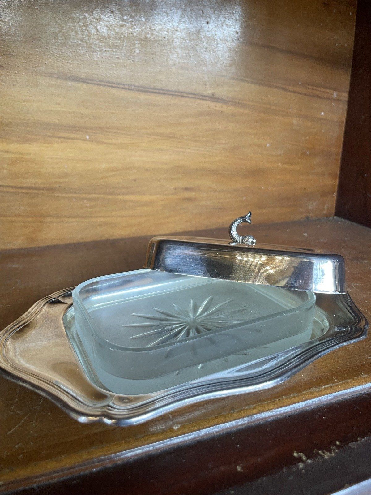 Unique Swedish Silver Plated Dolphin Finial Butter Pat Dish 4