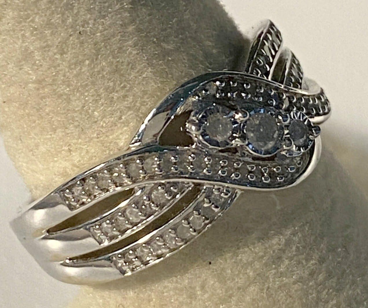 Sterling and Diamond Ring Size 8 3