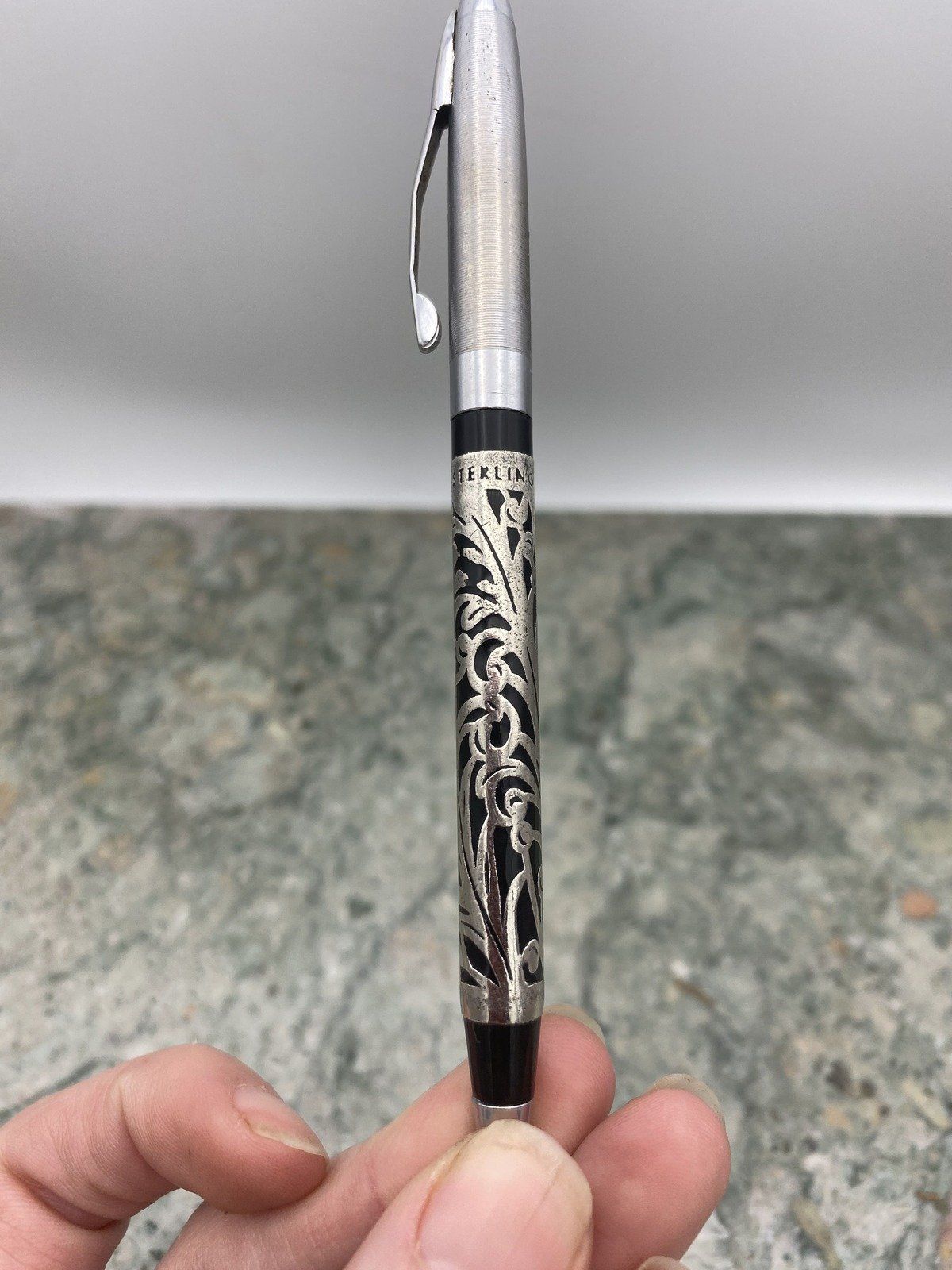 Vintage Sterling Silver Reticulated Case Pencil 2