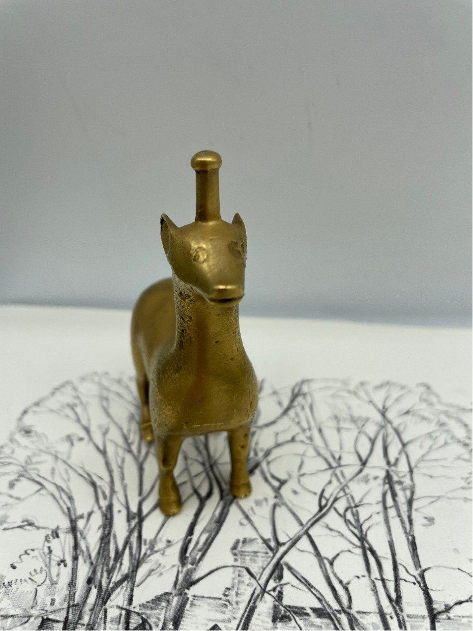 Weighty Brass Museum of Modern Art Replica of Islamic Hind/Female Deer 4