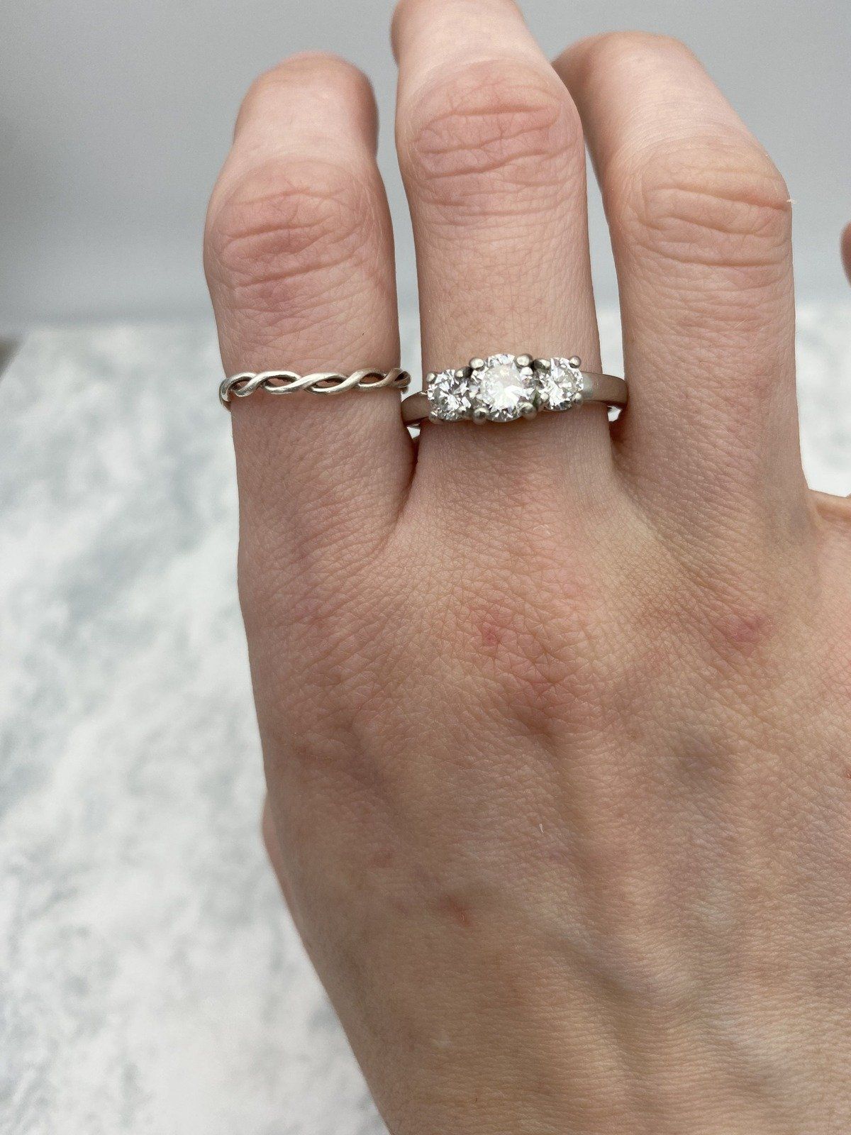 Classic Substantial Weight 14k White Gold 1.55ctw Round Diamond Engagement Ring w .75ct Center Round Stone 8