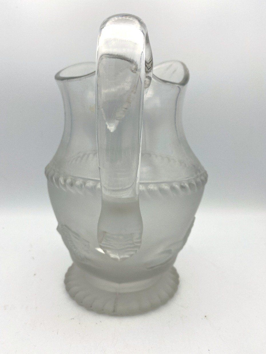 19th c. Gillinder & Son Lion Glass Milk/Water Pitcher 2