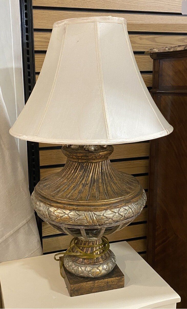 Full Body Lamp w Cream Shade + Acanthus Motif