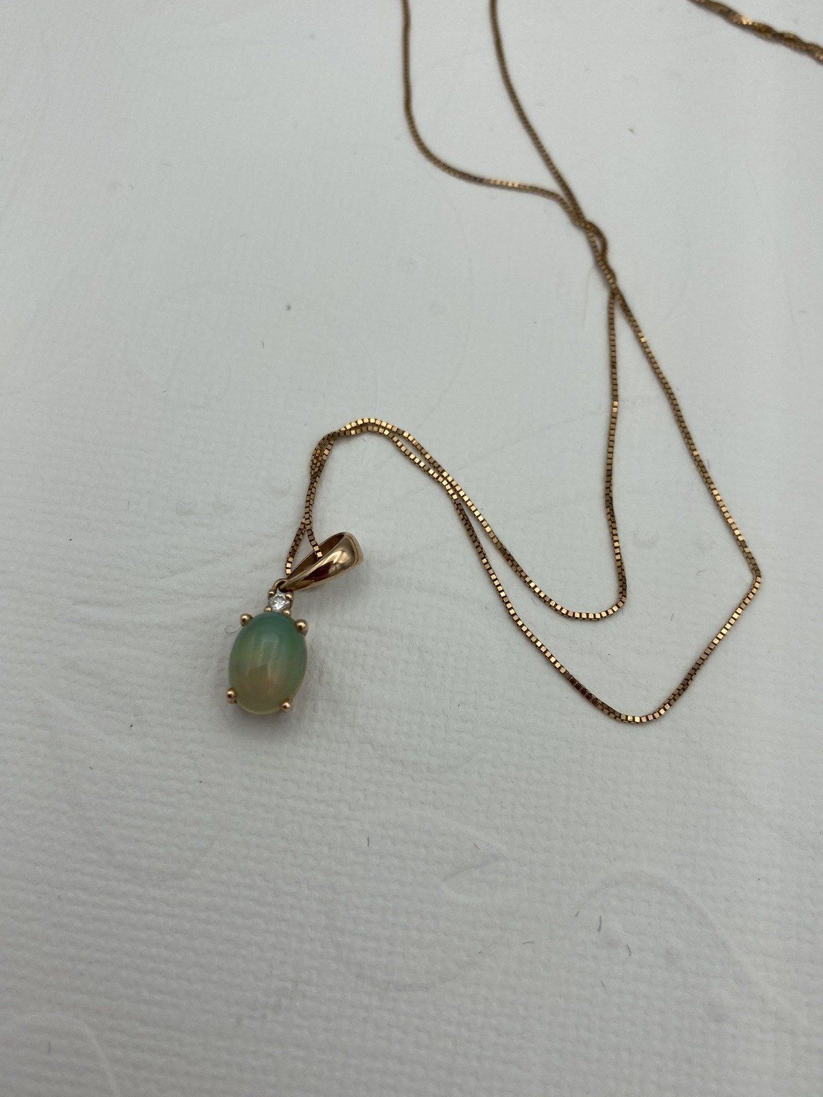 10k Rose Gold Natural Opal + Diamond 18 Drop Necklace 6