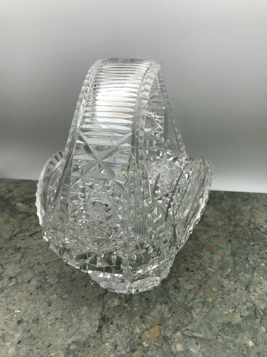 Intricately Cut German Crystal Hobstar Basket 2