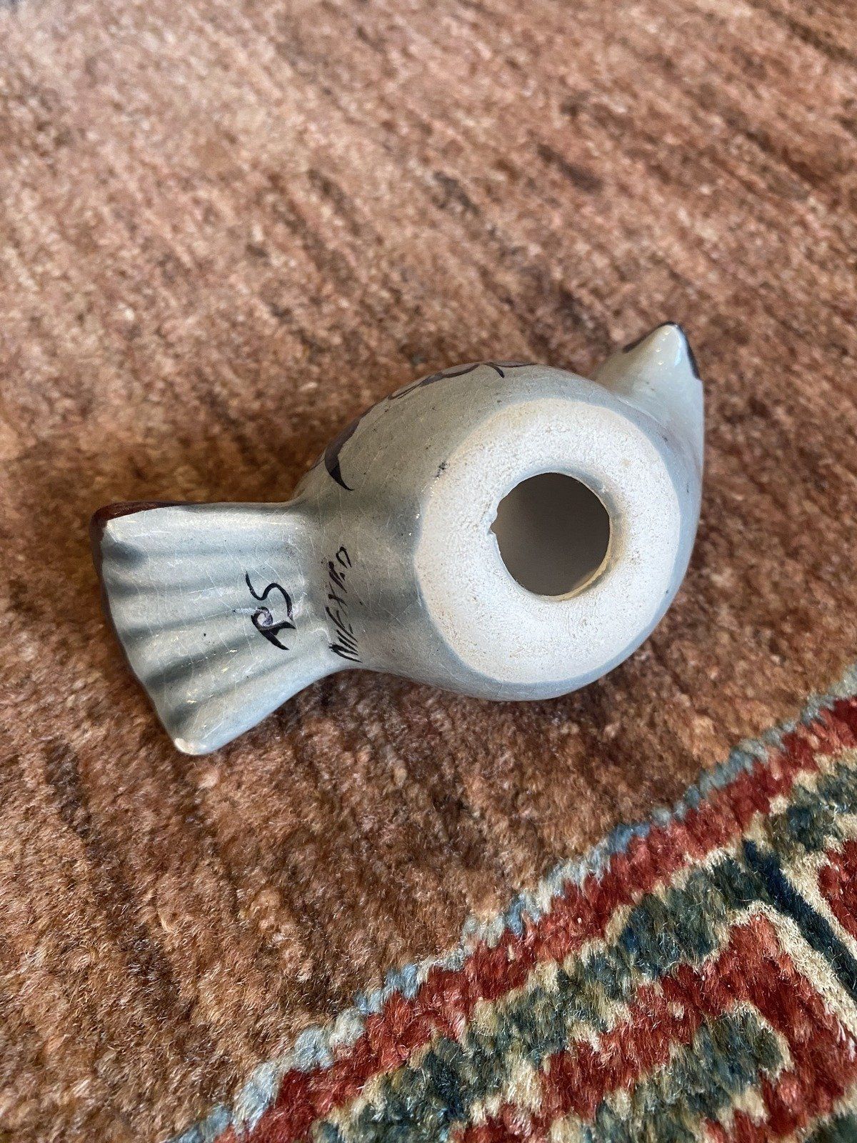 Vintage Tonala Mexico Pottery Painted Bird 3