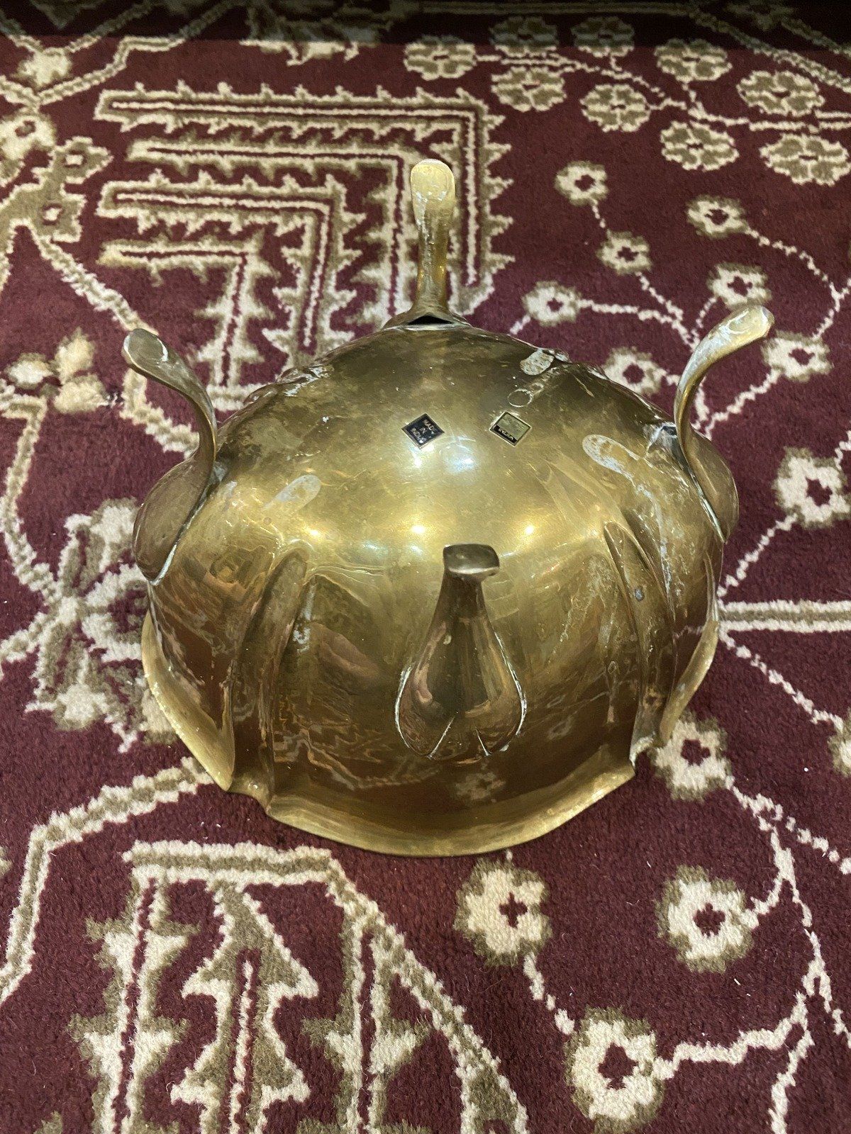 Vintage India Brass Foot Shapely Planter Centerpiece Bowl 7