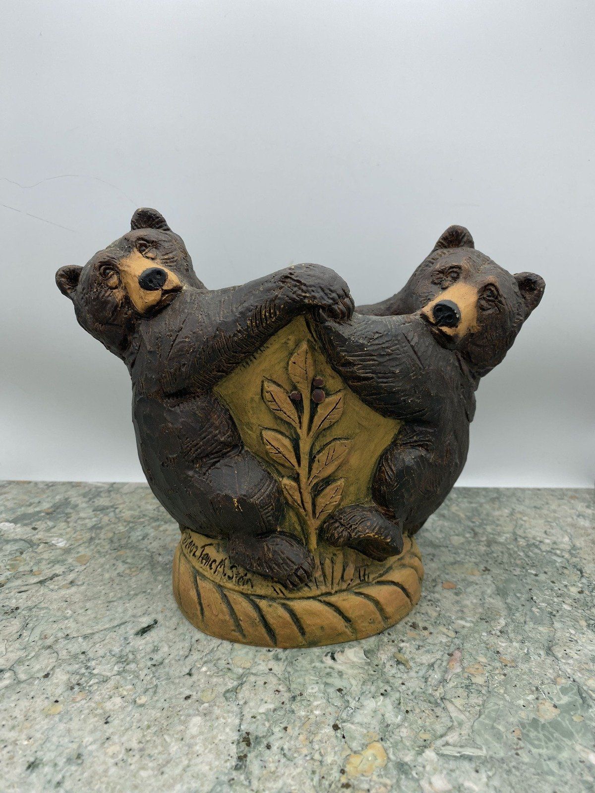 Telle M. Stein The Bear Minuet Hand Cast Black Bear Vintage Vase 2