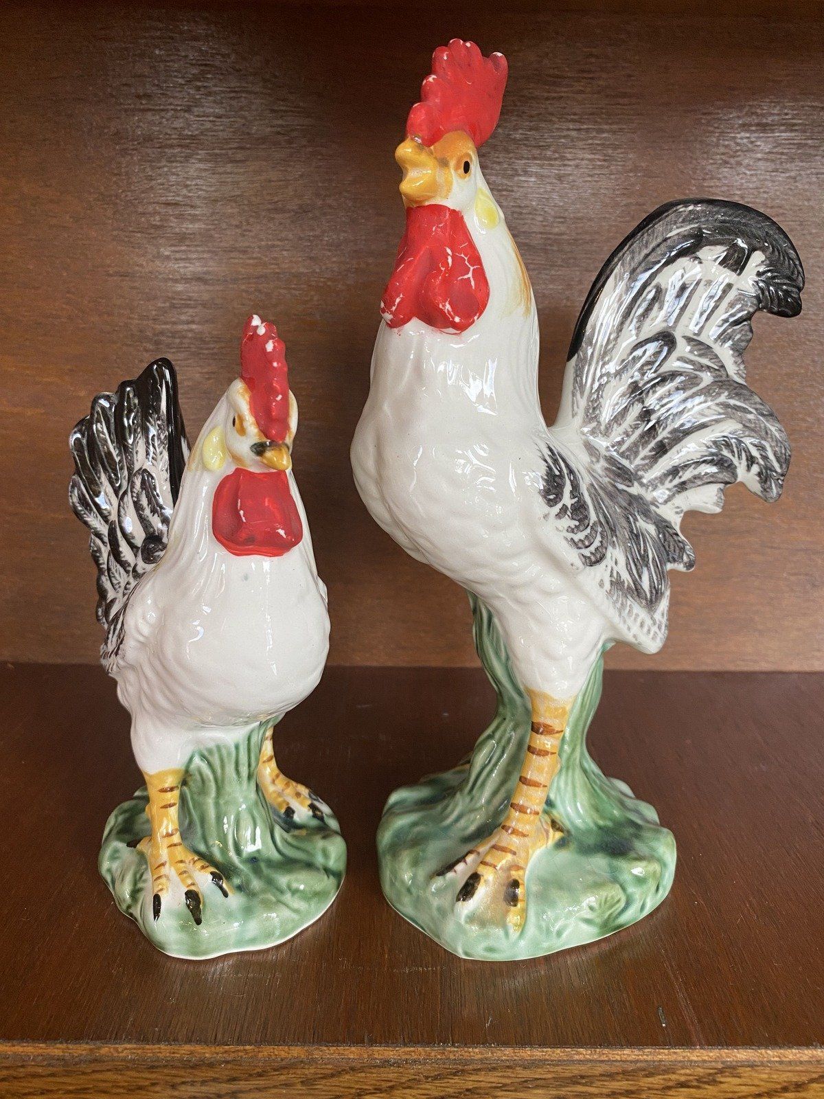 Vintage Japanese Porcelain Hand Painted Roosters 3