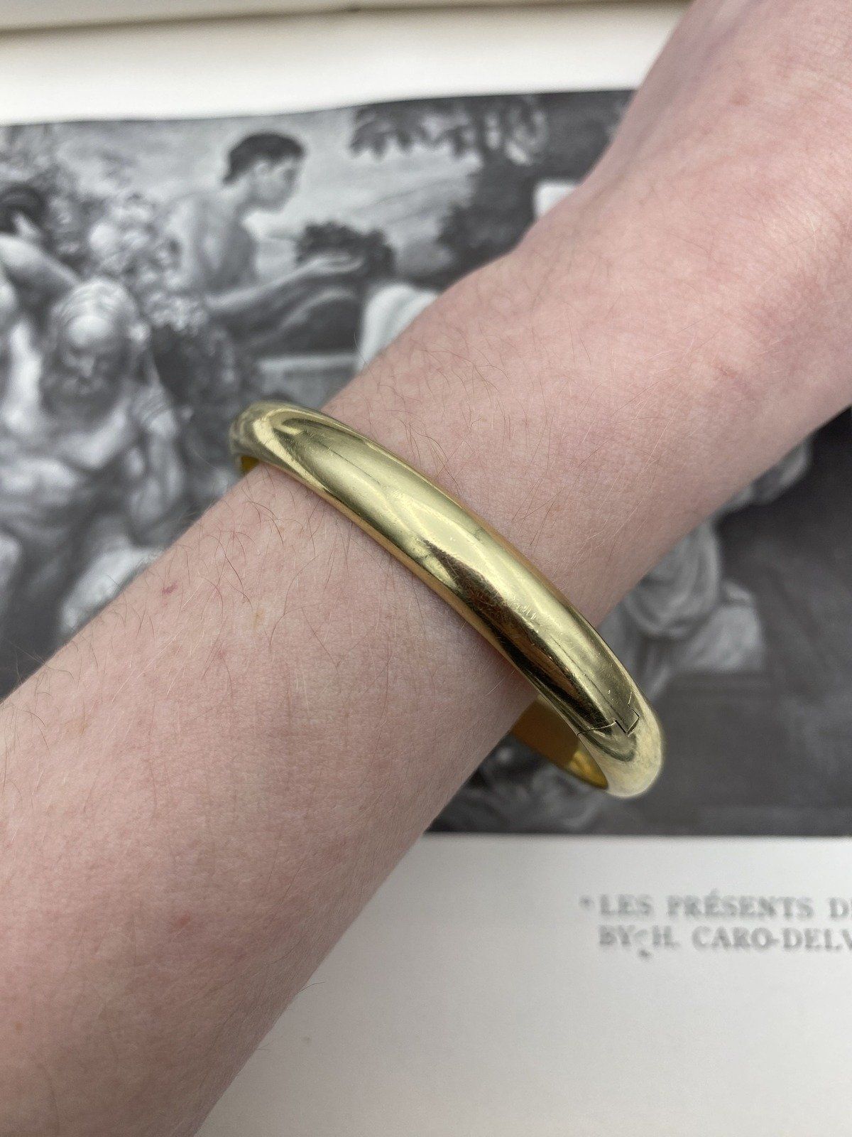 Vintage Italian 14k Gold Solid Classic Minimalistic Bangle Bracelet 6.75L 8