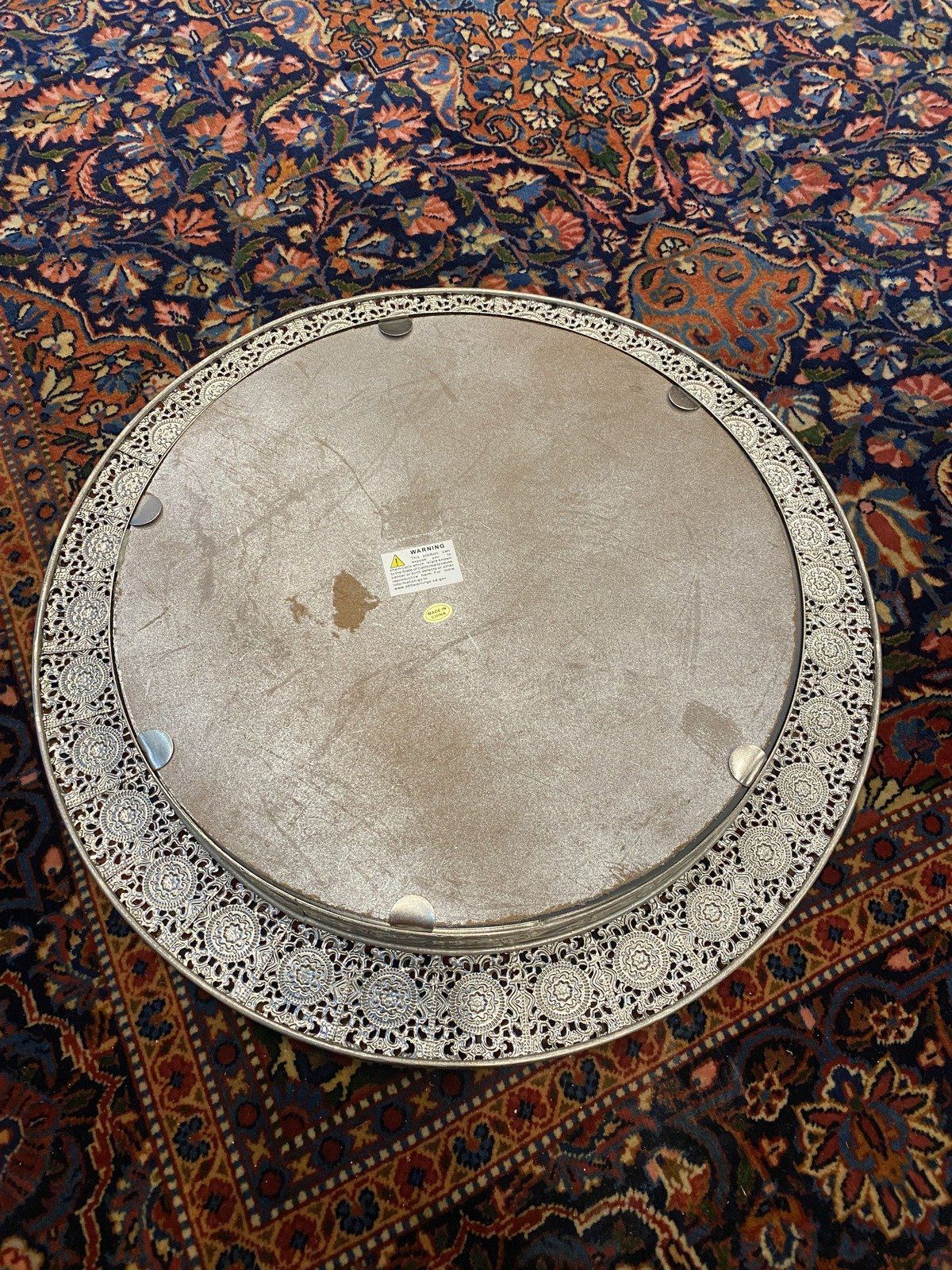 Circular Modern VTG Style Reticulated Mirror Tray #2946 3