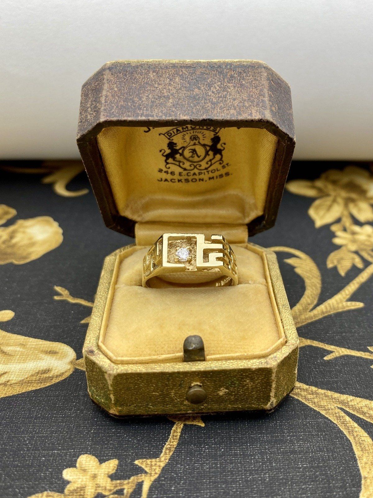 Men's Bespoke 14k Gold Skeletal Cubism + Diamond Ring w Appraisal #2394 10