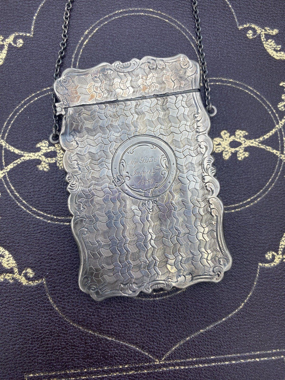 Antique c.1858 Sterling Silver Chatelaine Dance/Notecard Holder 2