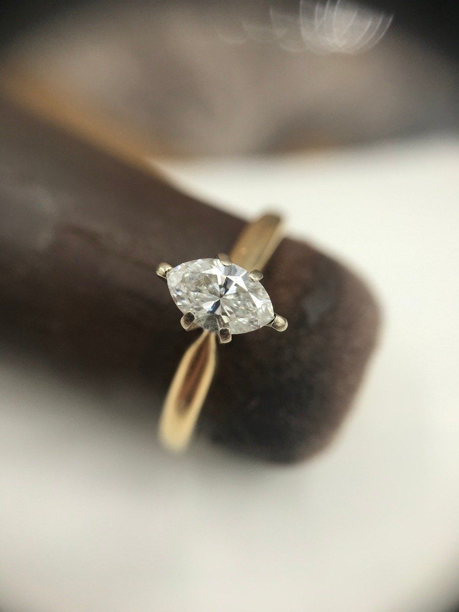14k Gold .5ct Marquise Diamond Engagement Ring 2