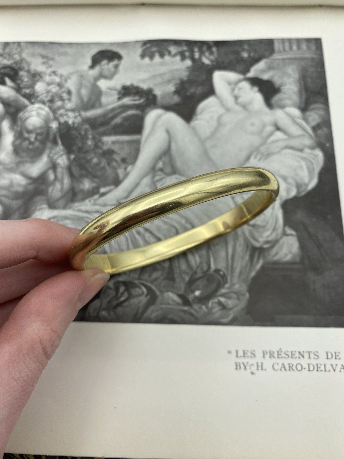 Vintage Italian 14k Gold Solid Classic Minimalistic Bangle Bracelet 6.75L 2