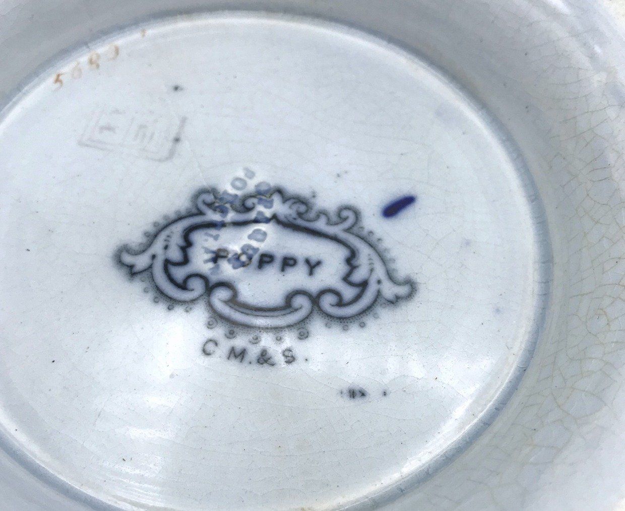 Antique Victorian Staffordshire Charels Meih and Son Improved Stone China Serving Dish Poppy Flowers 3