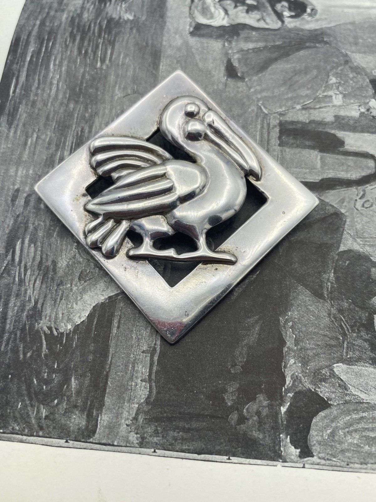 Vintage MS Craftsman Guild Artist Gayle Clark Sterling Silver Pelican Duo Pendant/Brooch + Earrings *SET* 4