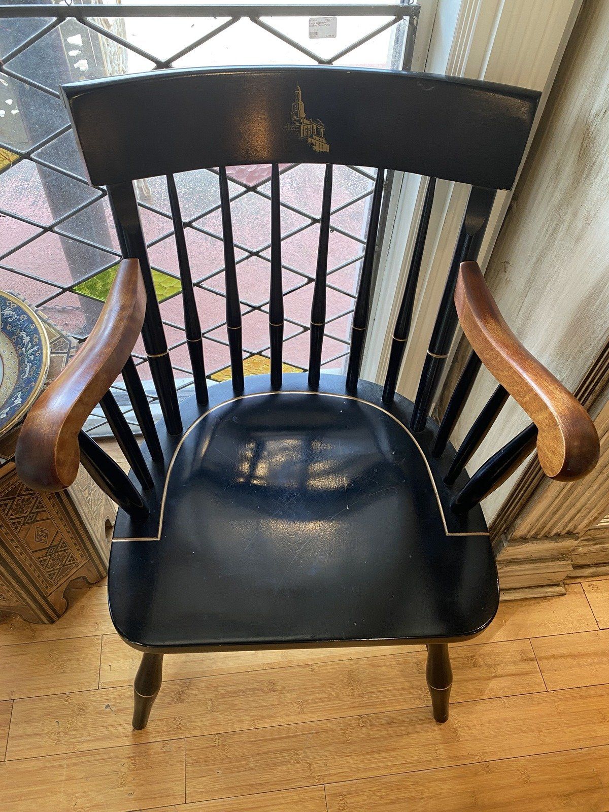 Collectible Nichols and Stone Co. Federal Monument Nauvoo IL Temple Motif Windsor Arm Chair
