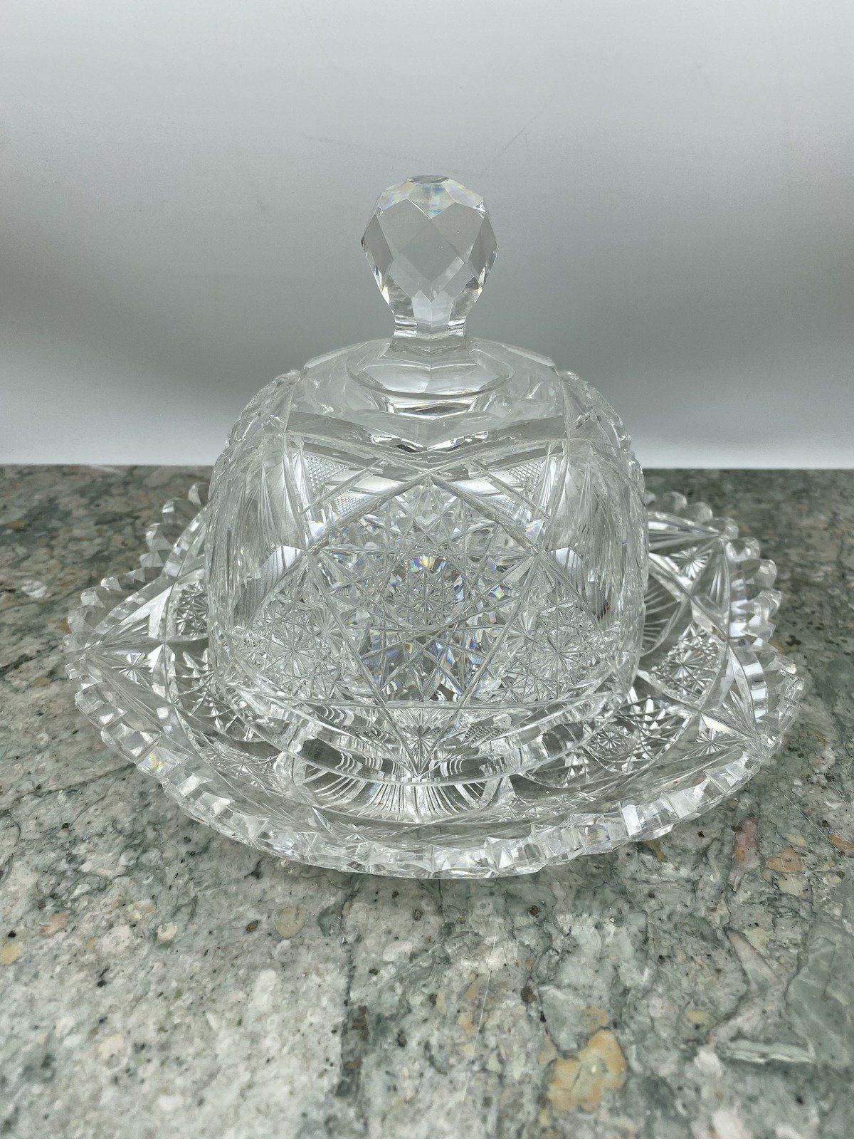 Cut Glass Covered Cheese w/ Dome 2