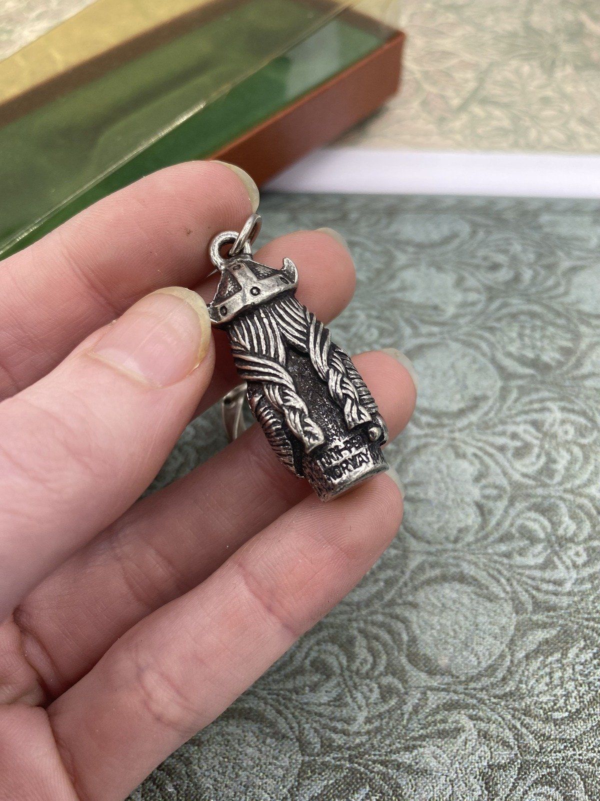 Vintage Lady Vicking Pewter Norway Souvenir Key Chain 3