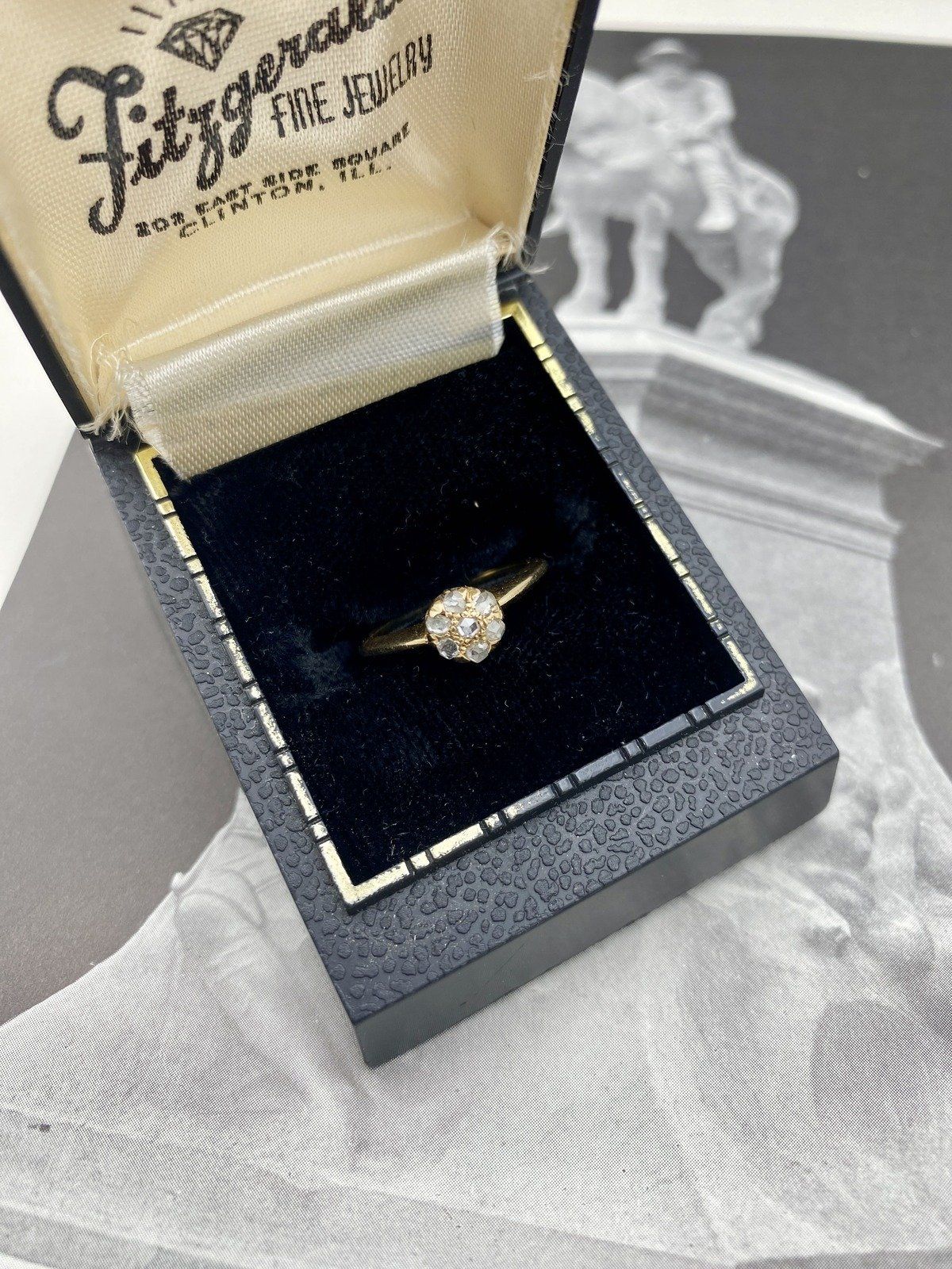 *RARE* Antique Victorian14k Gold Rose Cut Diamond Flower Cluster Ring #2218 4