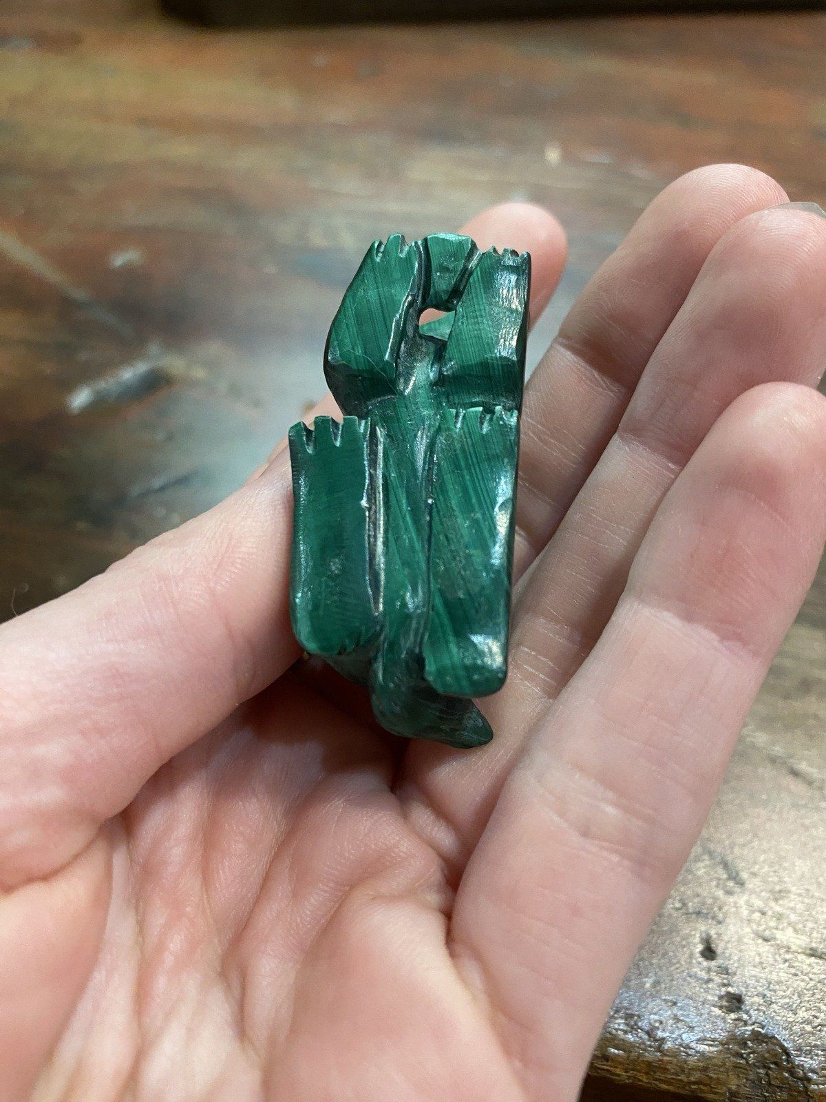 Genuine Natural Malachite Carved Hare Figurine 4