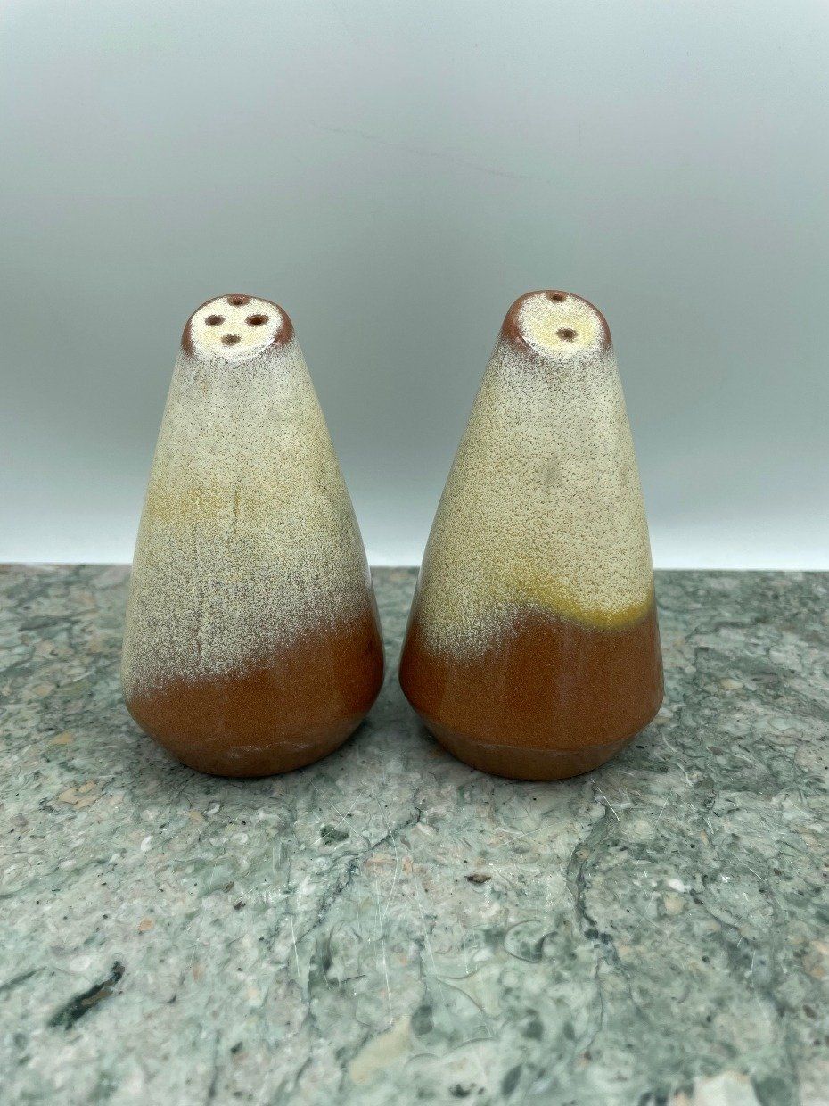 Frankoma Desert Tan/Gold Salt & Pepper Plainsware Shakers