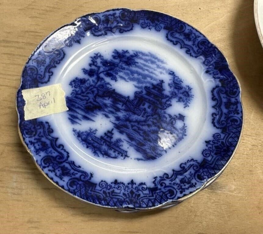 Two F Sons Geisha Flow Blue Plates 387