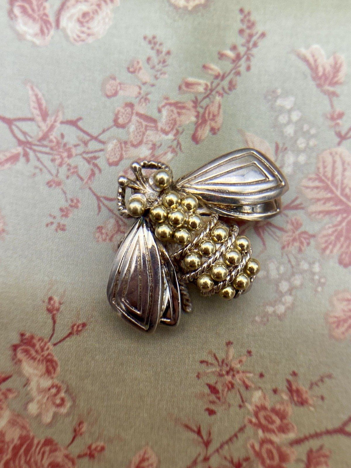 Vintage Tiffany & Co. Sterling Silver + 18k Grommet Bubble Bee Pin 2