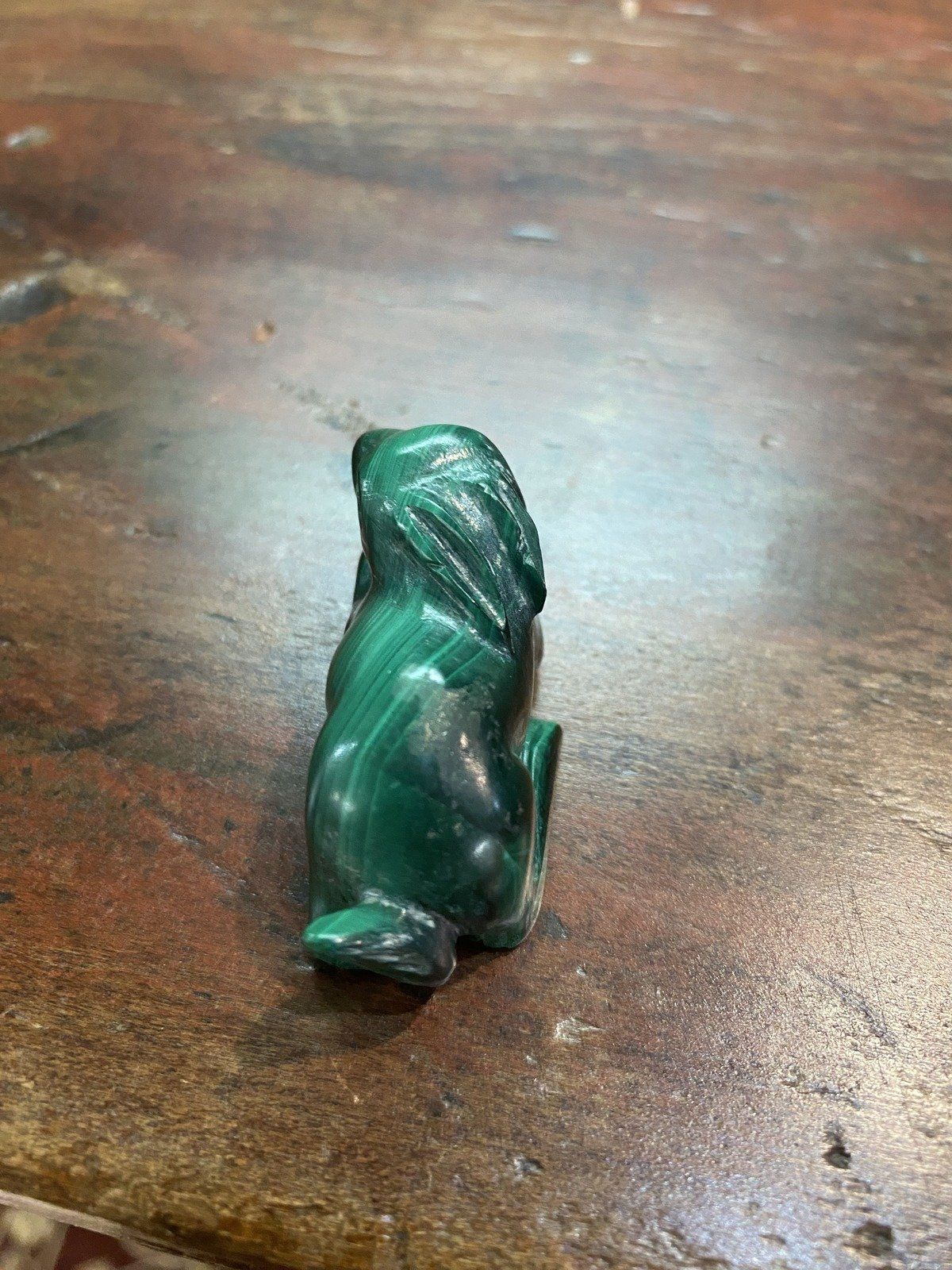 Genuine Natural Malachite Carved Hare Figurine 9