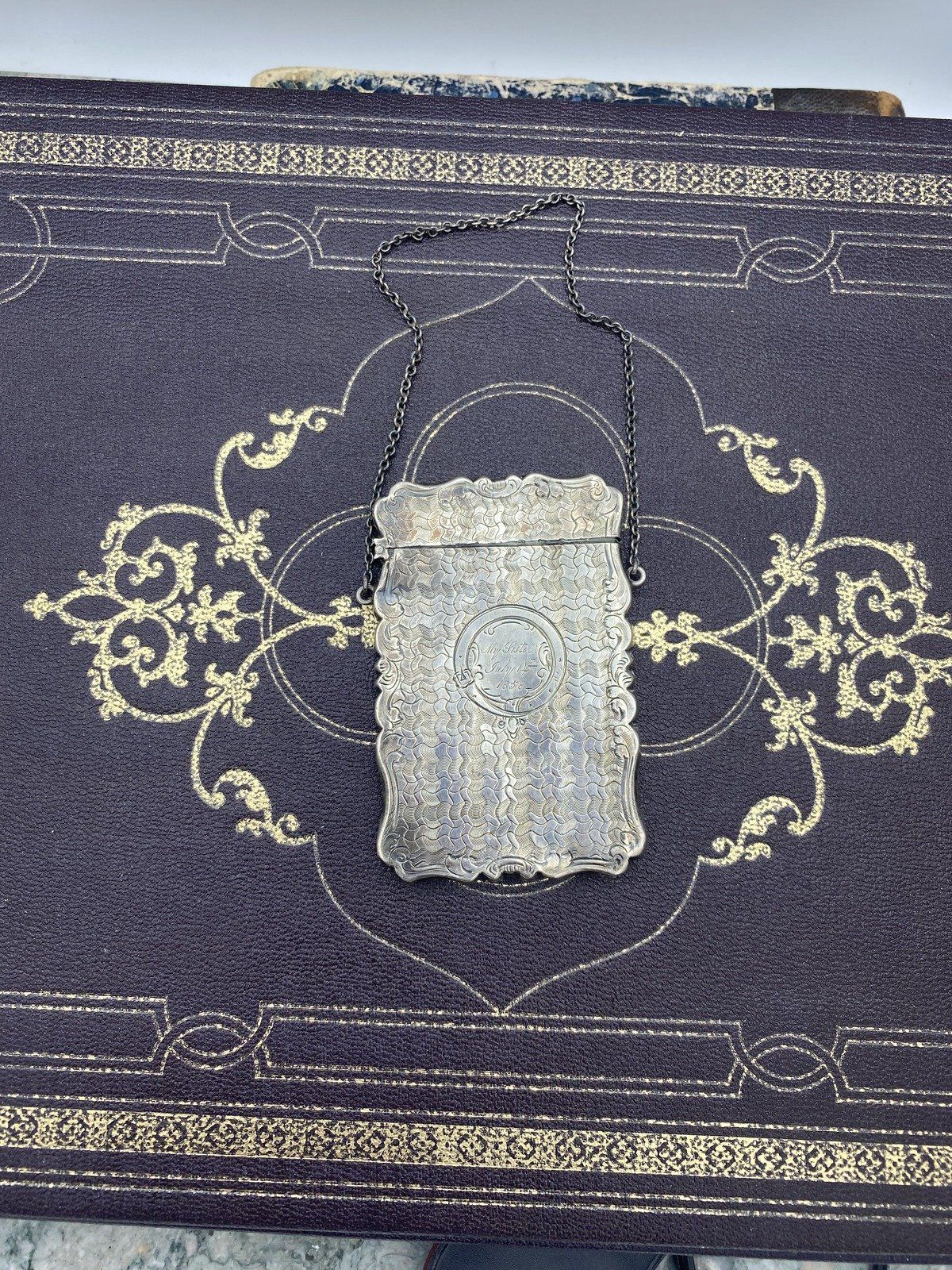 Antique c.1858 Sterling Silver Chatelaine Dance/Notecard Holder 3