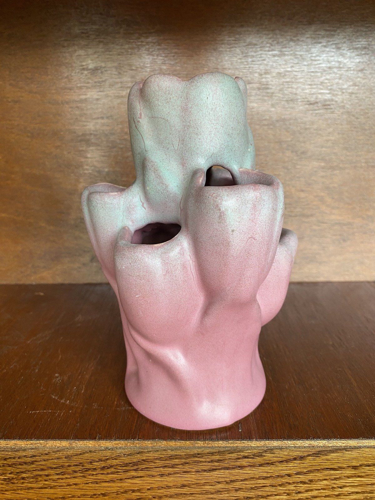 Rare Color Niloak Arkansas Pottery Tulipier Tiered Figural Vase 6