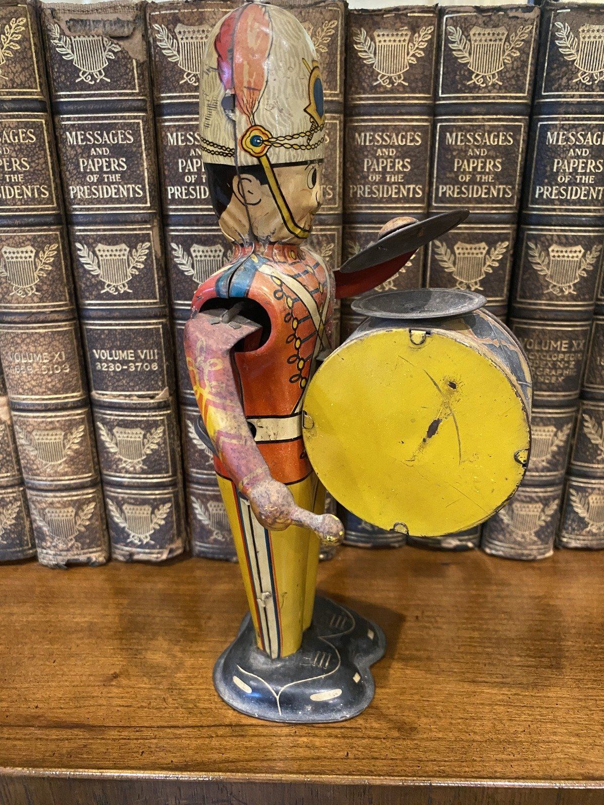 Rare* MARX NY, USA Drummer Boy + Cymbols c.1930s Tin Toy 3
