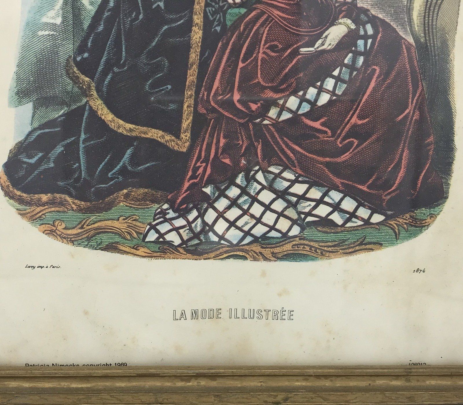 1969 Patricia Nimocks Print of La Mode Illustree Fashion Drawings Published c1874 Printed by Leroy 2