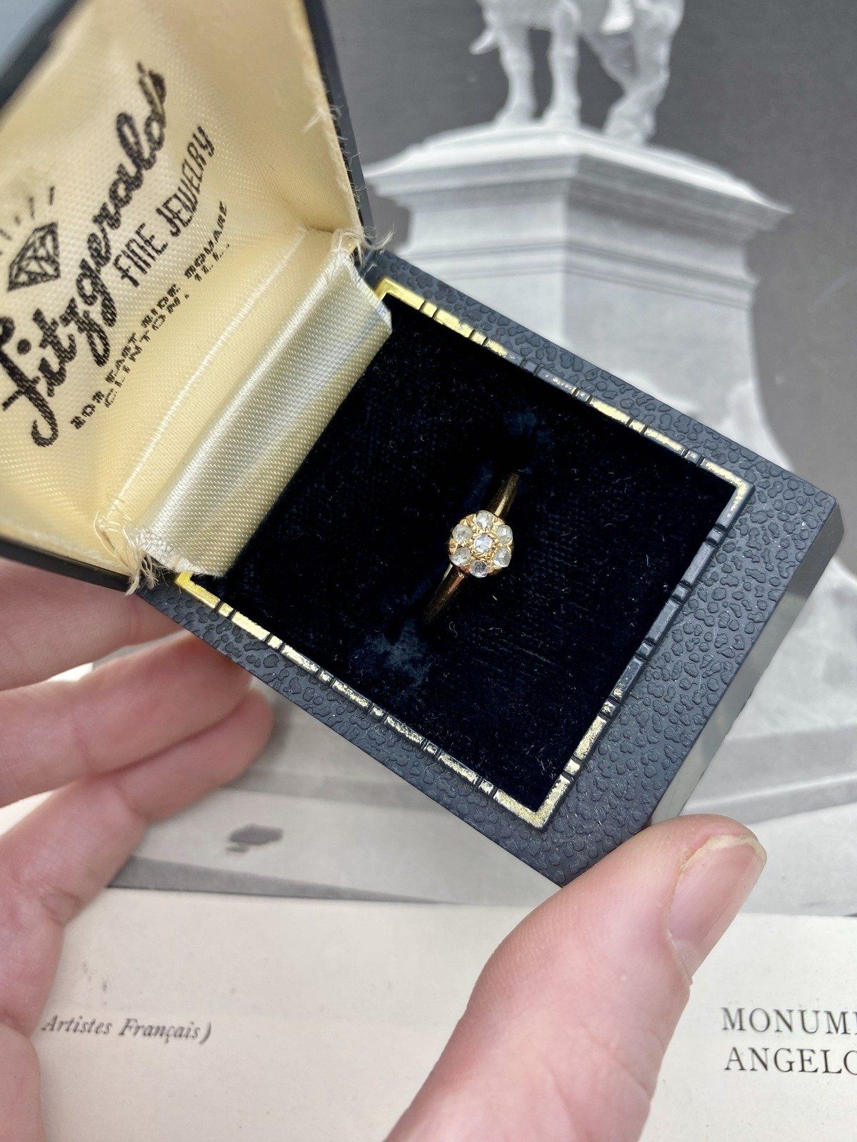 *RARE* Antique Victorian14k Gold Rose Cut Diamond Flower Cluster Ring #2218 6