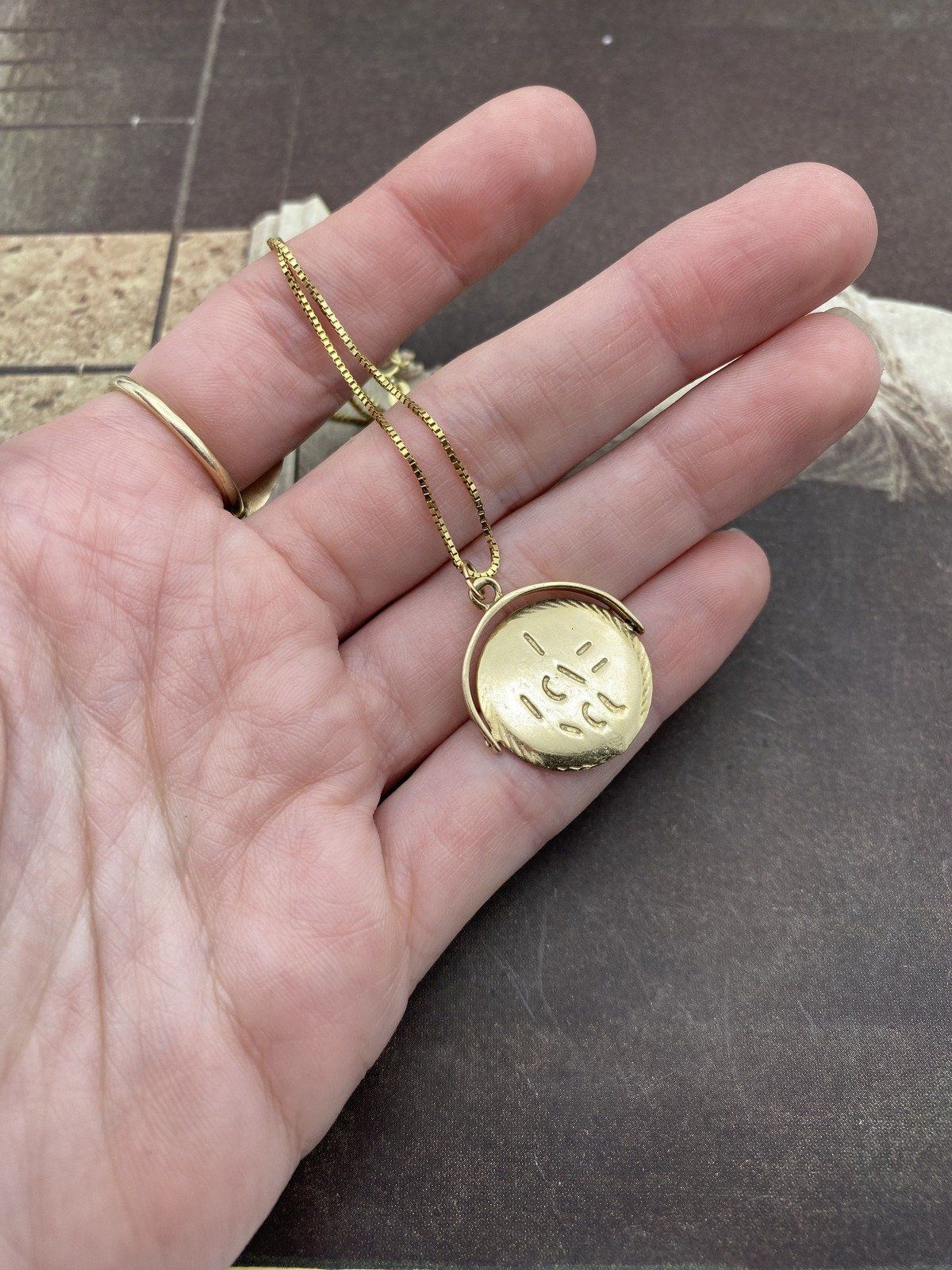 Antique 14k Gold I Love You 16L Highly Collectible Spinner Necklace 8